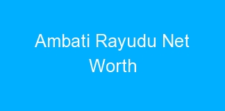 Ambati Rayudu Net Worth